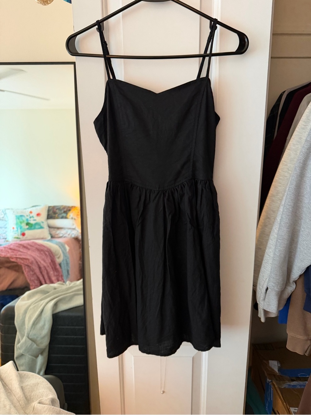 aerie Black Spaghetti-Strap Mini Dress